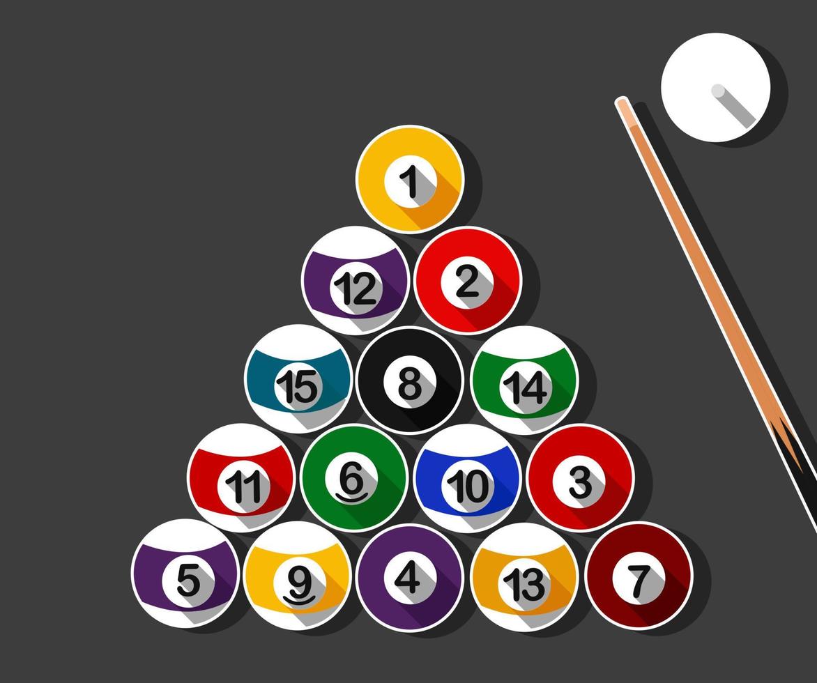 Pool Billiard Art Flat Design, Vector Illustration