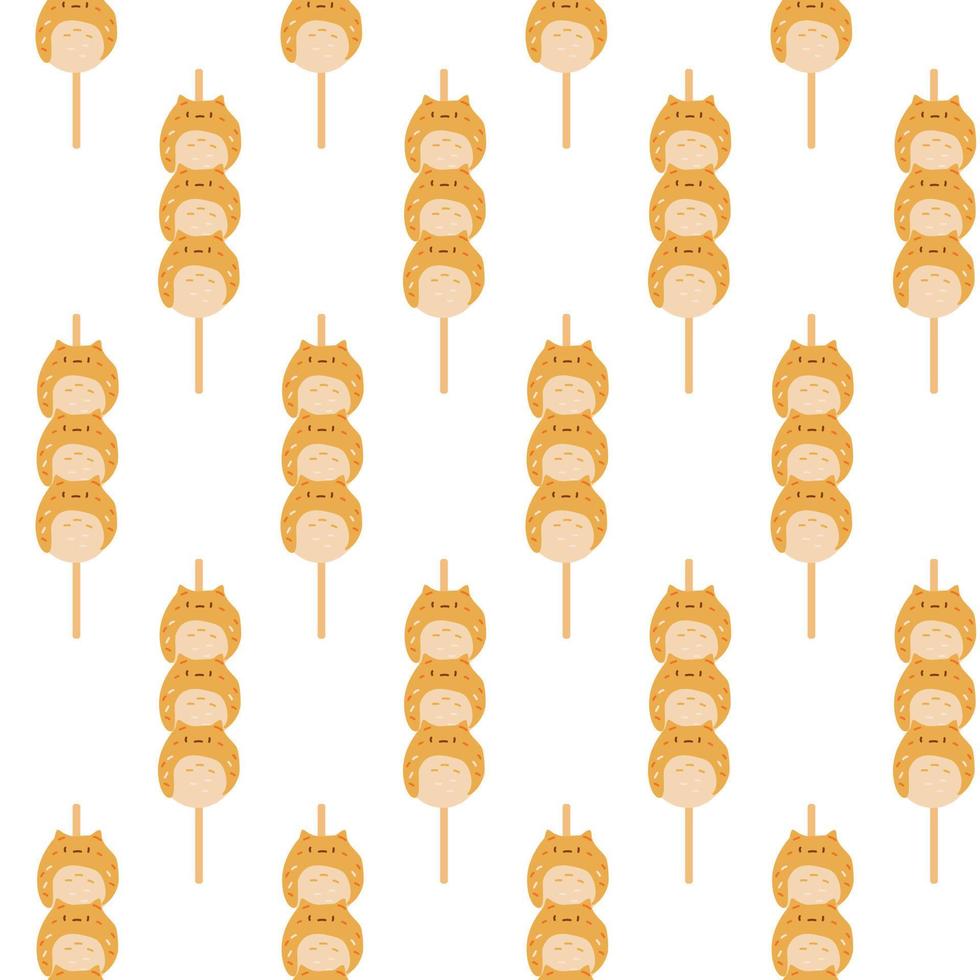Seamless pattern of dango balls in the form of cats vector