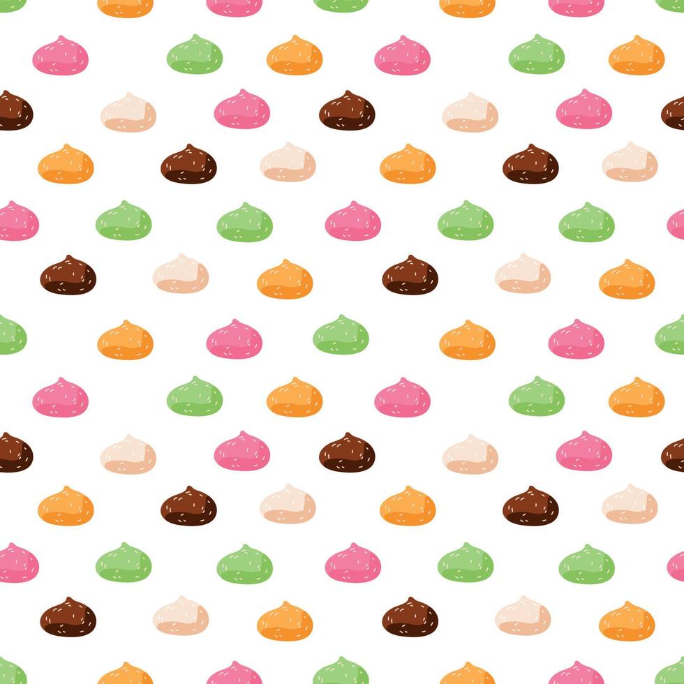 Seamless Pattern of multicolored Mochi sweets vector
