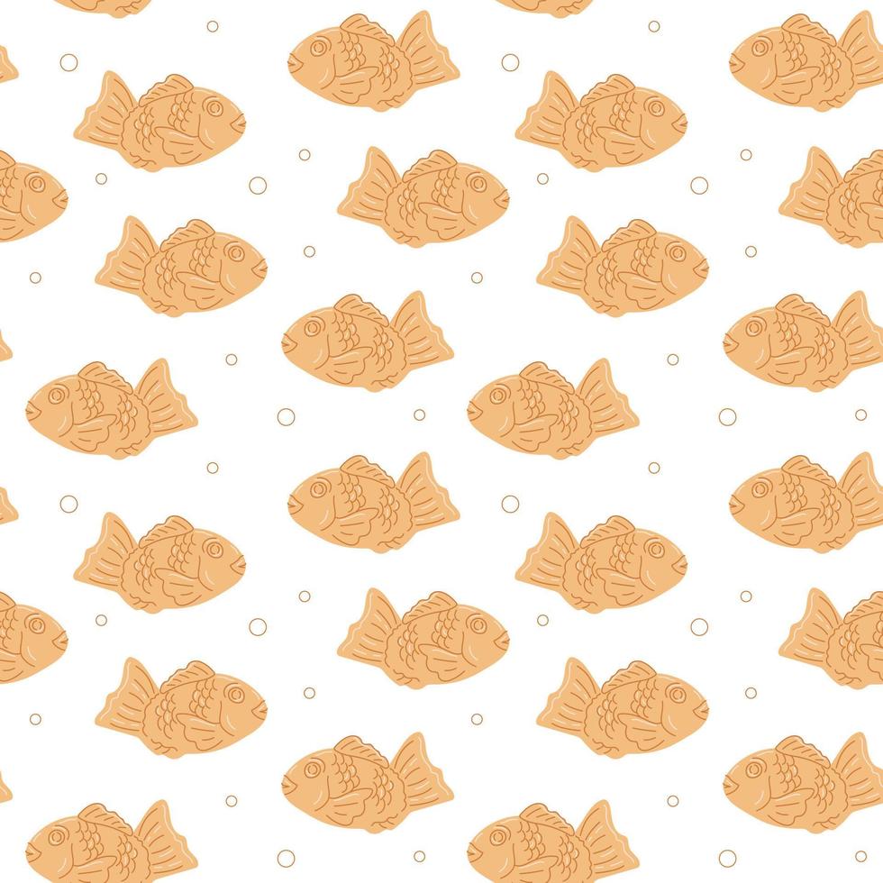 Seamless fish shaped cookie pattern vector