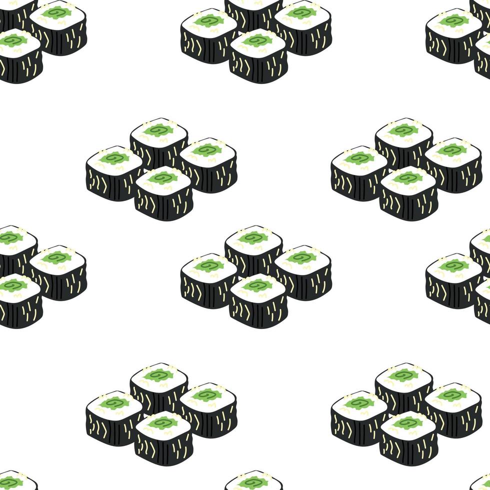 Pattern of maki rolls with cucumber vector