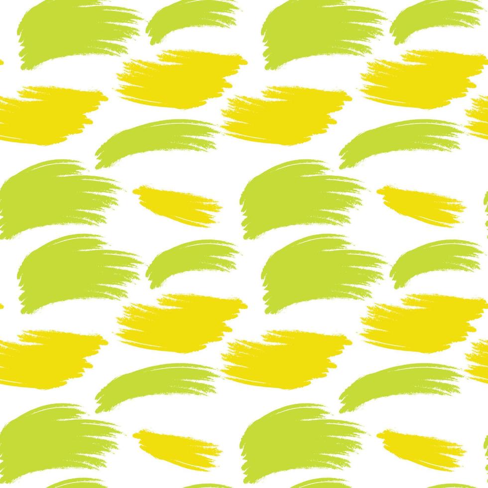Endless pattern of Bright colorful brush strokes in trendy spring greens and yellows. Background vector