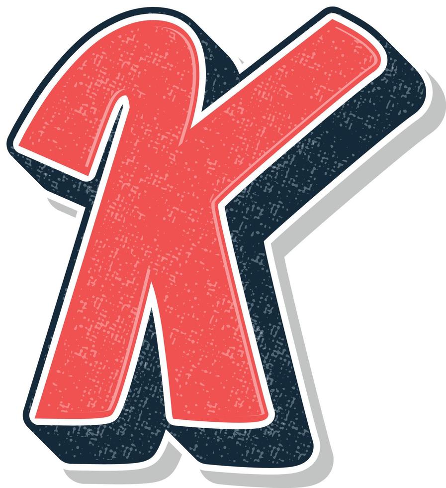 Ilustración 3d de estilo vintage de la letra k vector