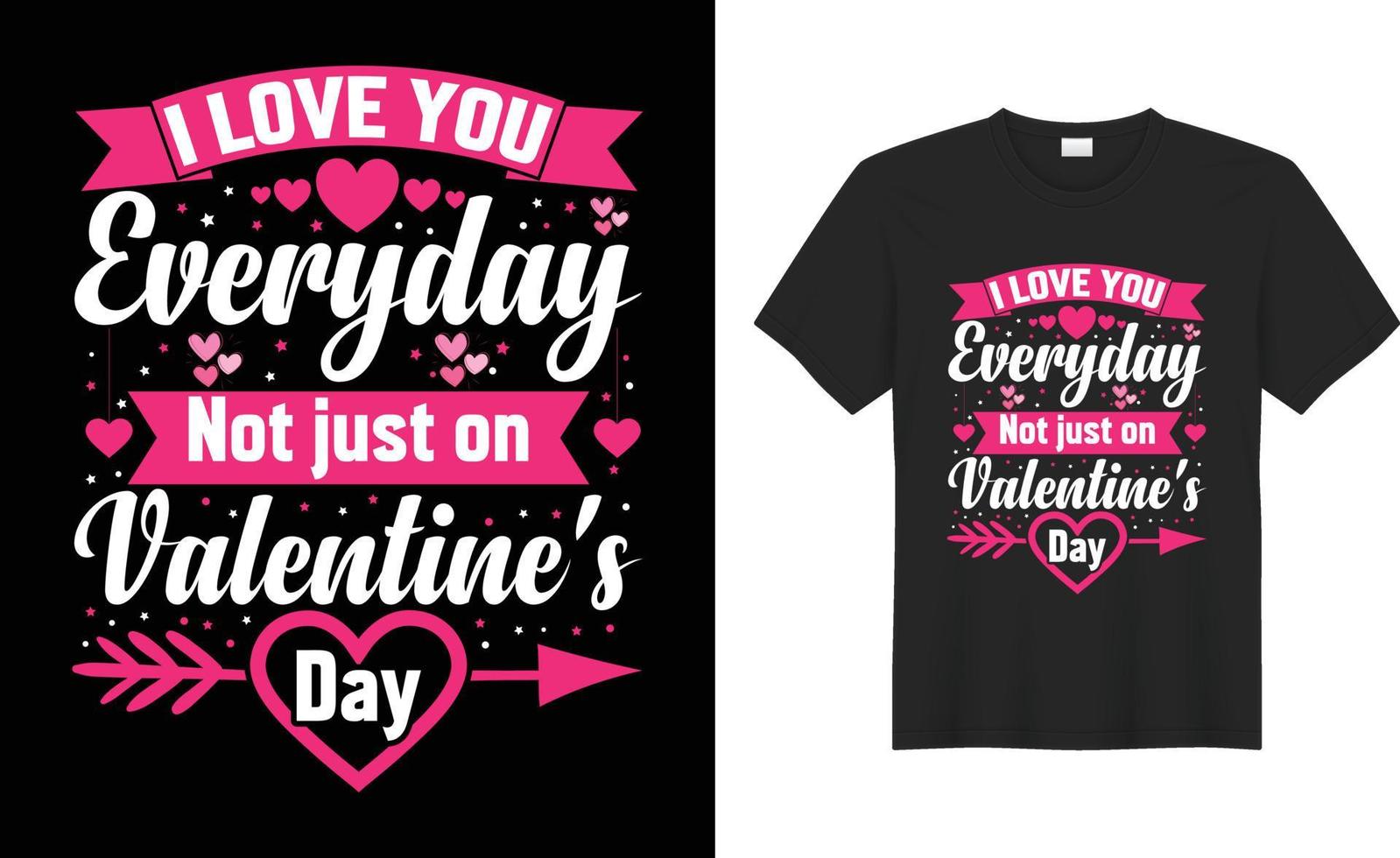 feliz día de san valentín pareja tipografía camiseta diseño vector template.te amo todos los días no solo en el día de san valentín