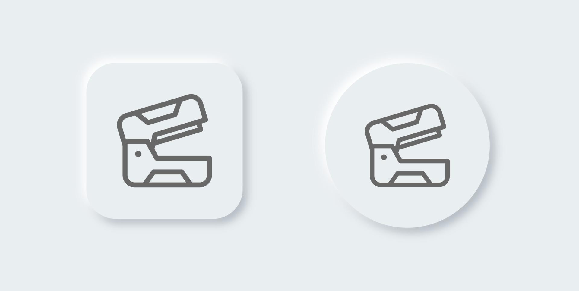 Stapler line icon in neomorphic design style. Stationery signs vector illustration.