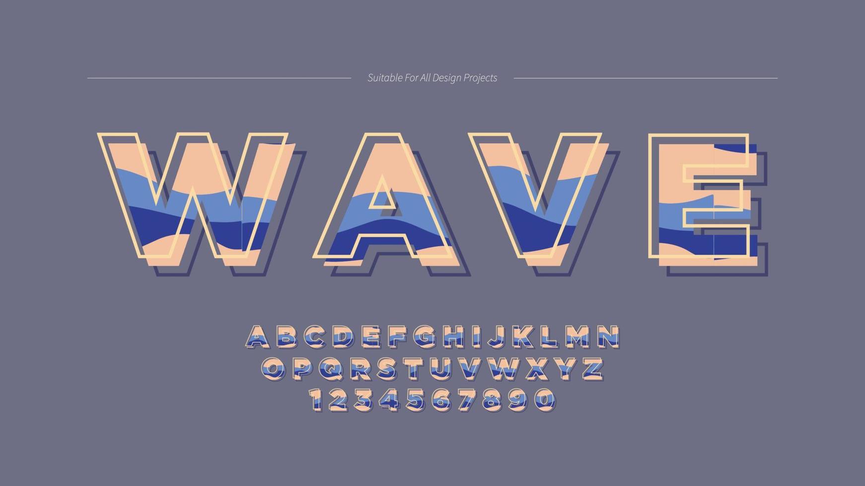 tipografía rizada de onda de contorno vector
