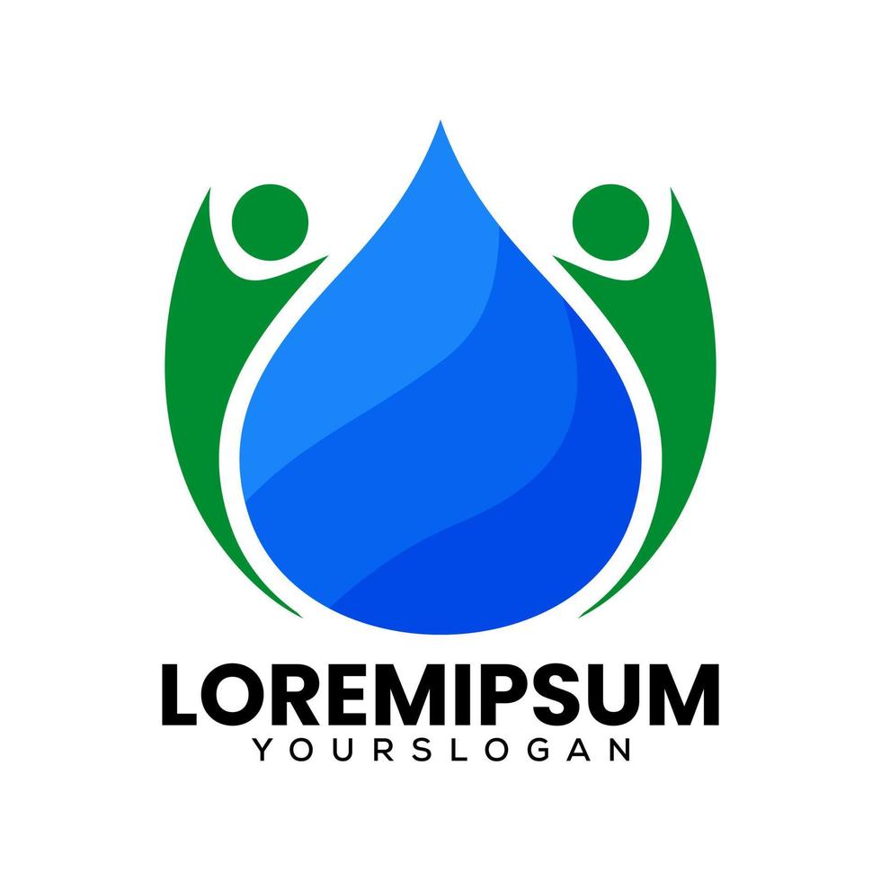 diseño de logotipo humano y agua vector