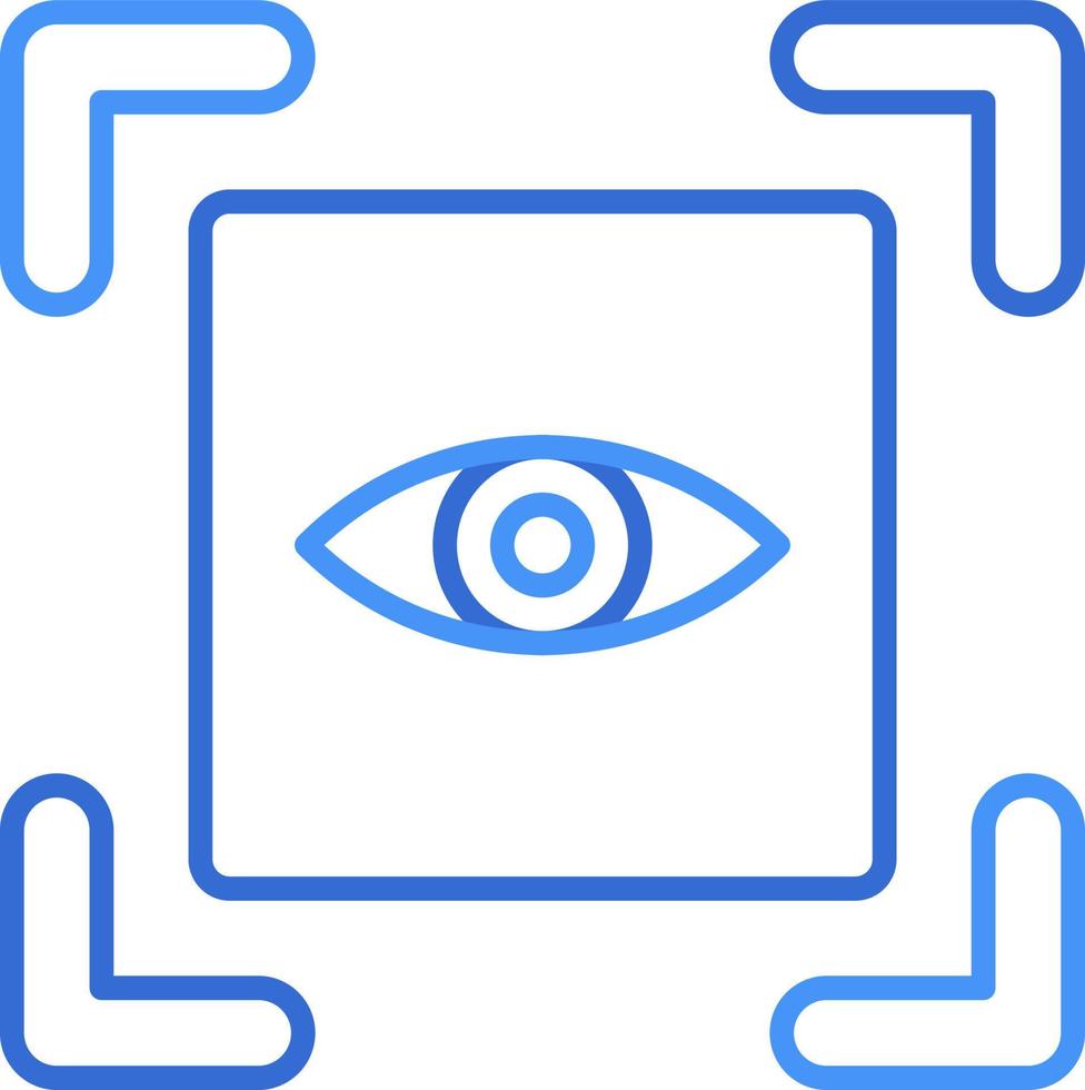 Eye scanner technology icon with blue duotone style. Computing, diagram, download, file, folder, graph, laptop . Vector illustration