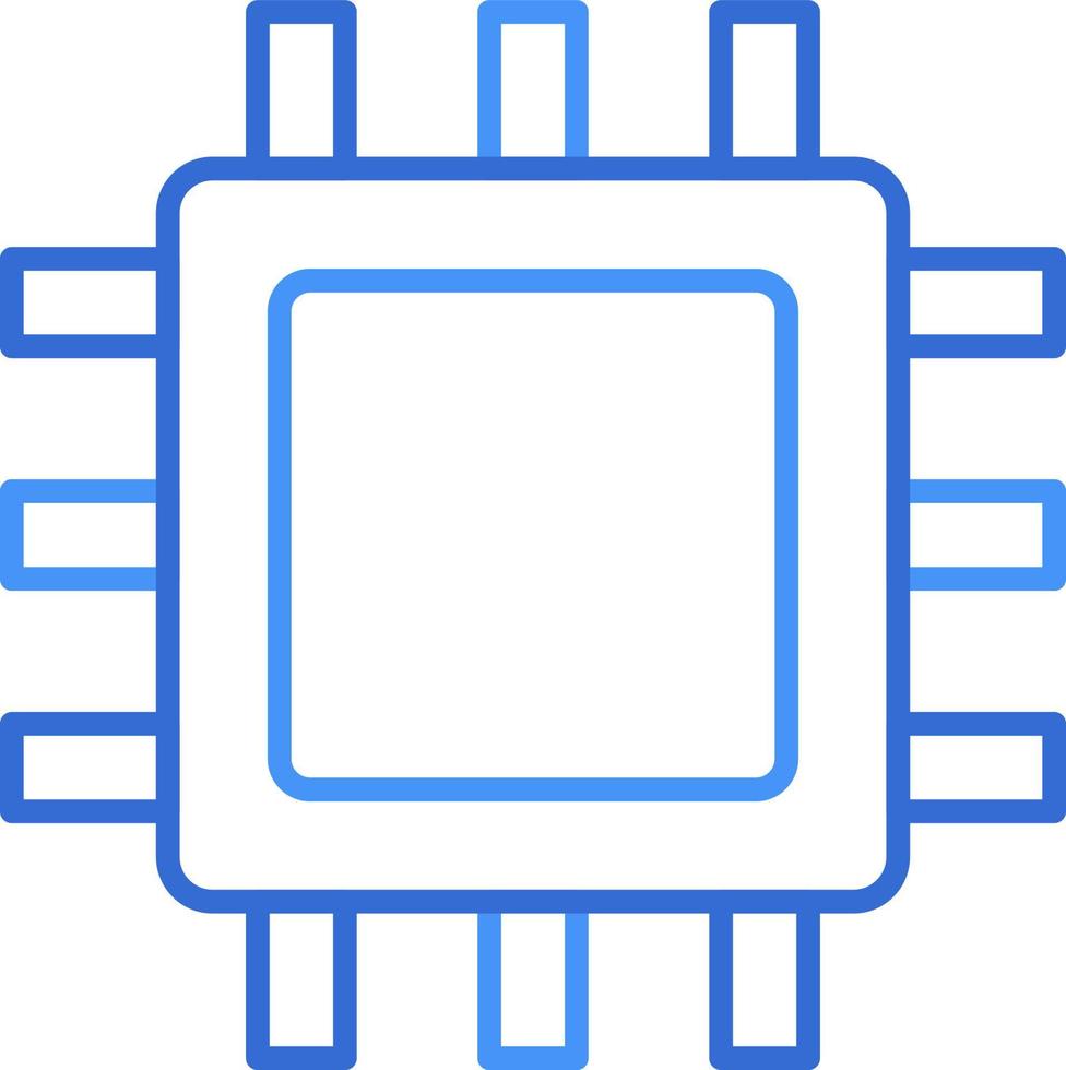 Processor technology icon with blue duotone style. Computing, diagram, download, file, folder, graph, laptop . Vector illustration