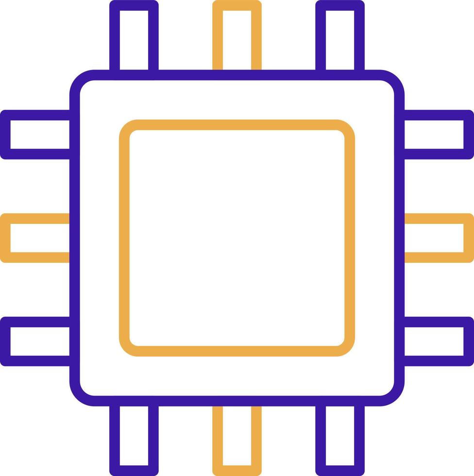 Processor technology icon with purple and orange duotone style. Computing, diagram, download, file, folder, graph, laptop . Vector illustration