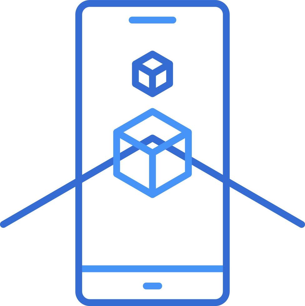 Augmented reality technology icon with blue duotone style. Computing, diagram, download, file, folder, graph, laptop . Vector illustration