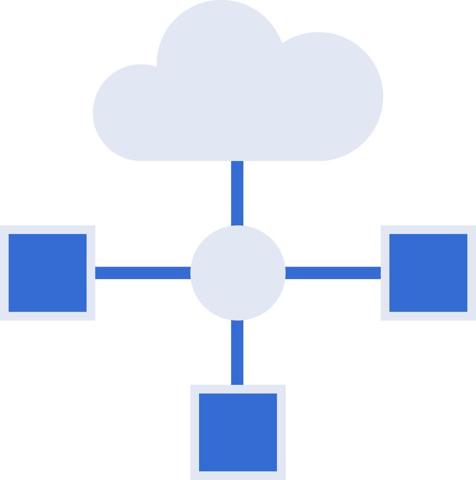 Blockchain technology icon with blue duotone style. Computing, diagram