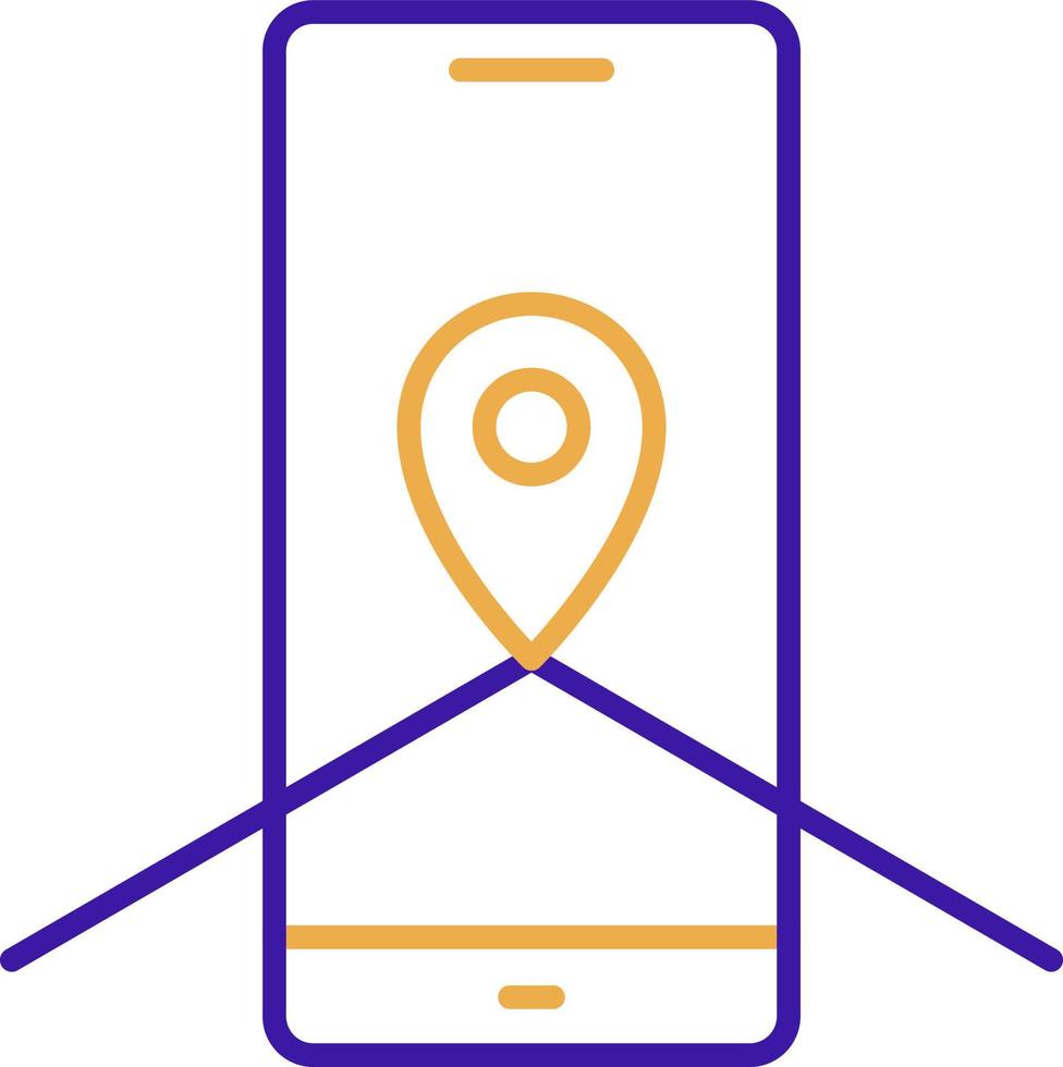 GPS technology icon with purple and orange duotone style. Computing, diagram, download, file, folder, graph, laptop . Vector illustration