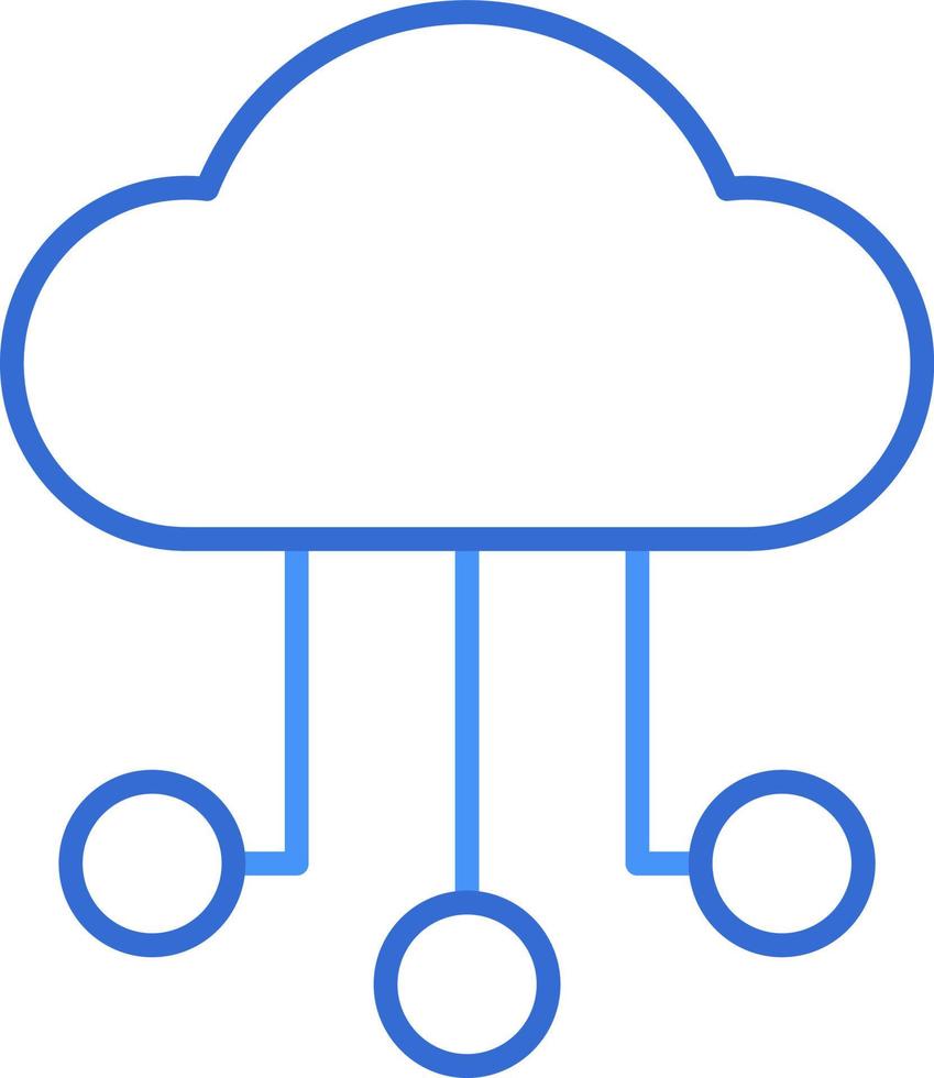 Cloud storage technology icon with blue duotone style. Computing, diagram, download, file, folder, graph, laptop . Vector illustration