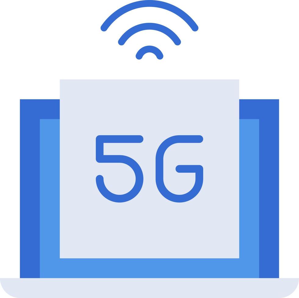 5G technology icon collection with blue duotone style. Computing, diagram, download, file, folder, graph, laptop . Vector illustration