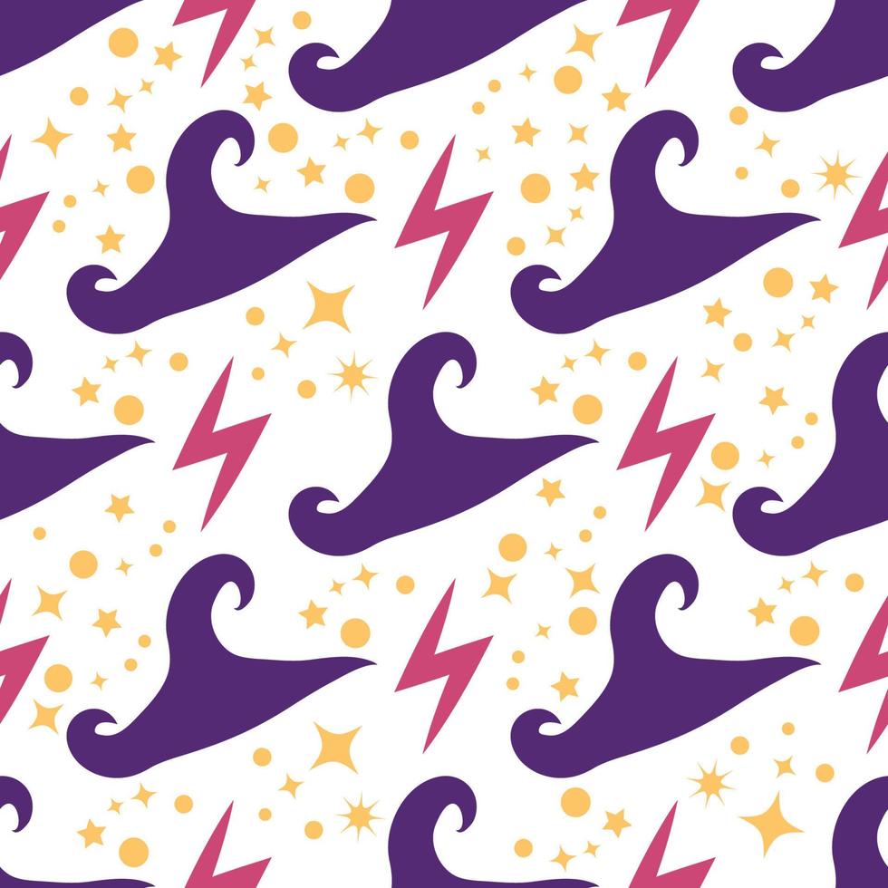 Witches school of magical objects seamless pattern in flat style vector