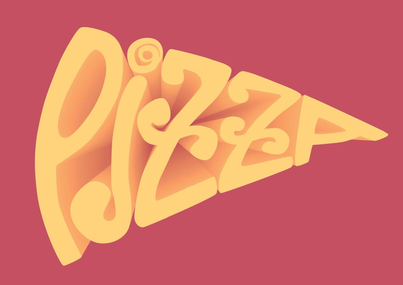 Pizza 3d lettering. Pizza logo template. Vector emblem for a cafe, restaurant or food delivery service.
