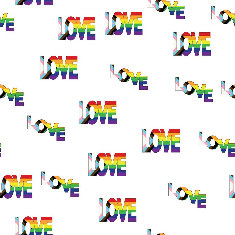 Seamless pattern with new lgbt flag, hearts, text, flower and flag. Gay pride. Pride Month. Love, lgbtq vector