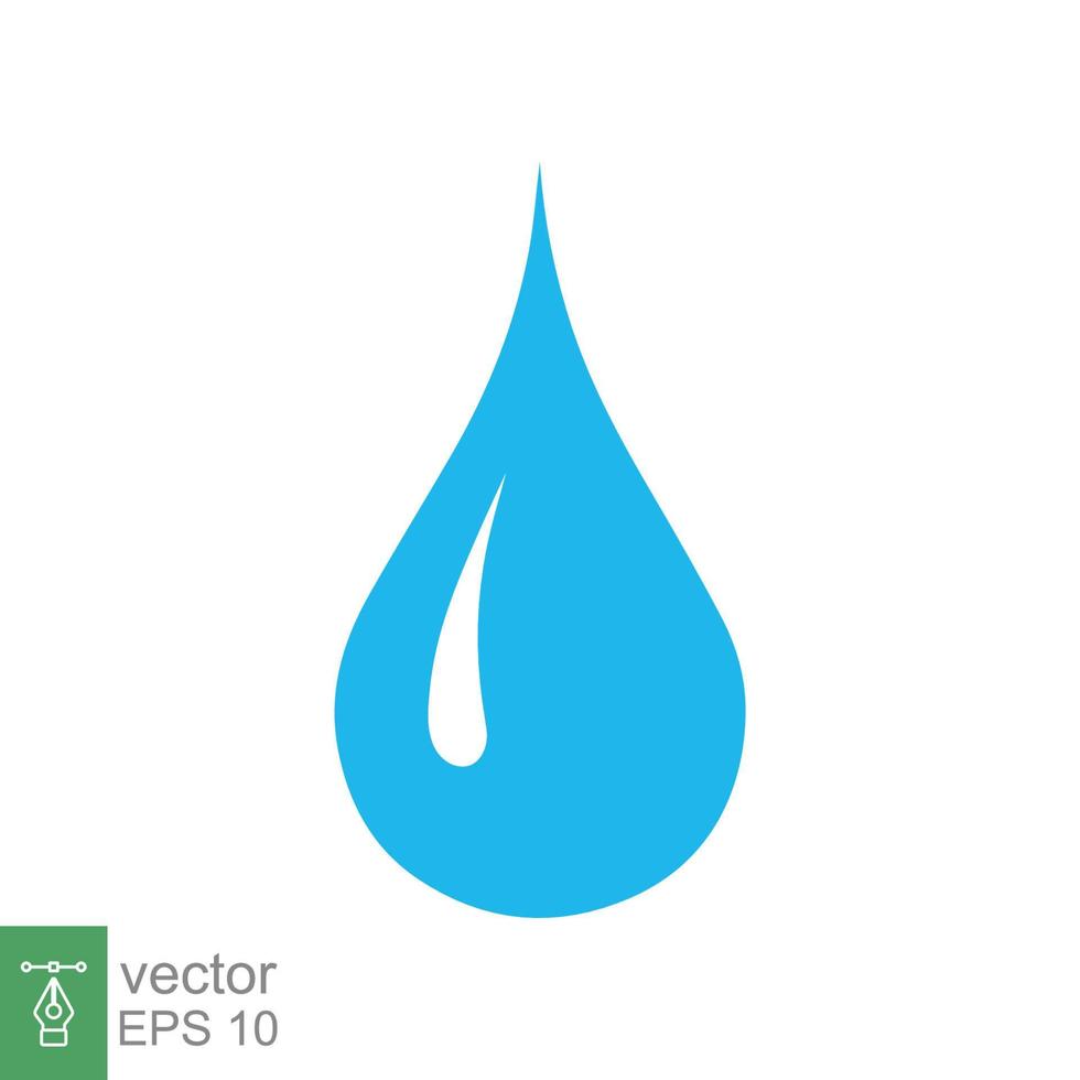 Water drop icon. Simple flat style. Oil drip, droplet, single blue water with glass reflection, energy concept. Vector illustration design isolated on white background. EPS 10.