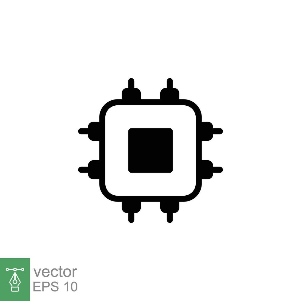 Microchip icon. Simple solid style. Computer processor, chip, tech logo, electronic, technology concept. Glyph, silhouette symbol vector illustration design isolated on white background. EPS 10.