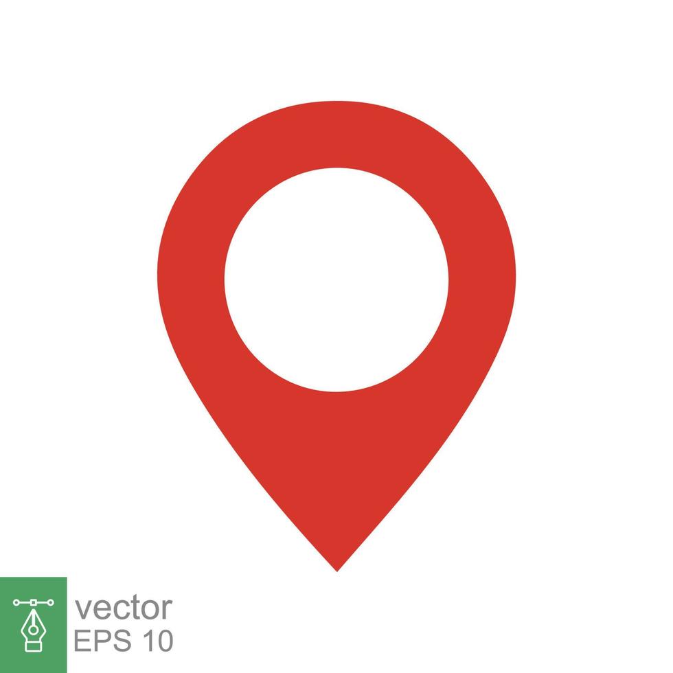 Pin map icon. Simple flat style. Red place location tag, destination point mark, geo marker, pointer, navigation concept. Vector illustration design isolated on white background. EPS 10.