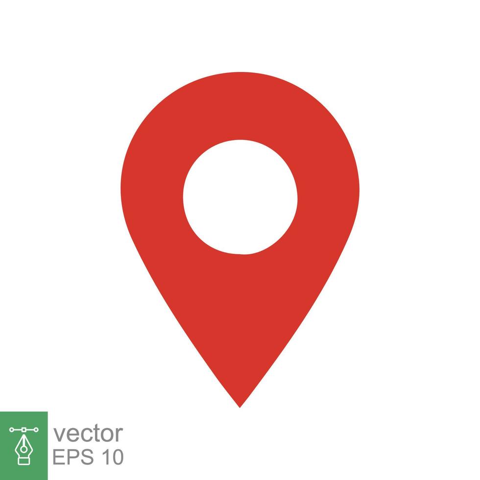 Pin map icon. Simple flat style. Red place location tag, destination point mark, geo marker, pointer, navigation concept. Vector illustration design isolated on white background. EPS 10.