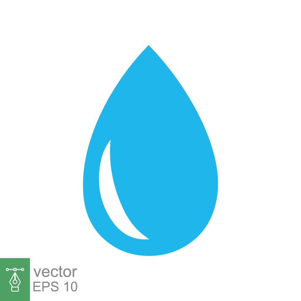 Water drop icon. Simple flat style. Oil drip, droplet, single blue water with glass reflection, energy concept. Vector illustration design isolated on white background. EPS 10.