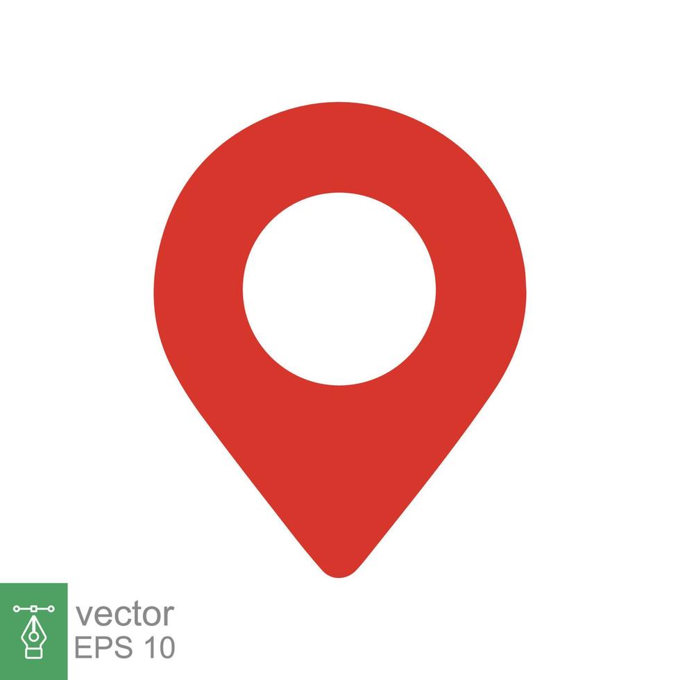 Pin map icon. Simple flat style. Red place location tag, destination point mark, geo marker, pointer, navigation concept. Vector illustration design isolated on white background. EPS 10.