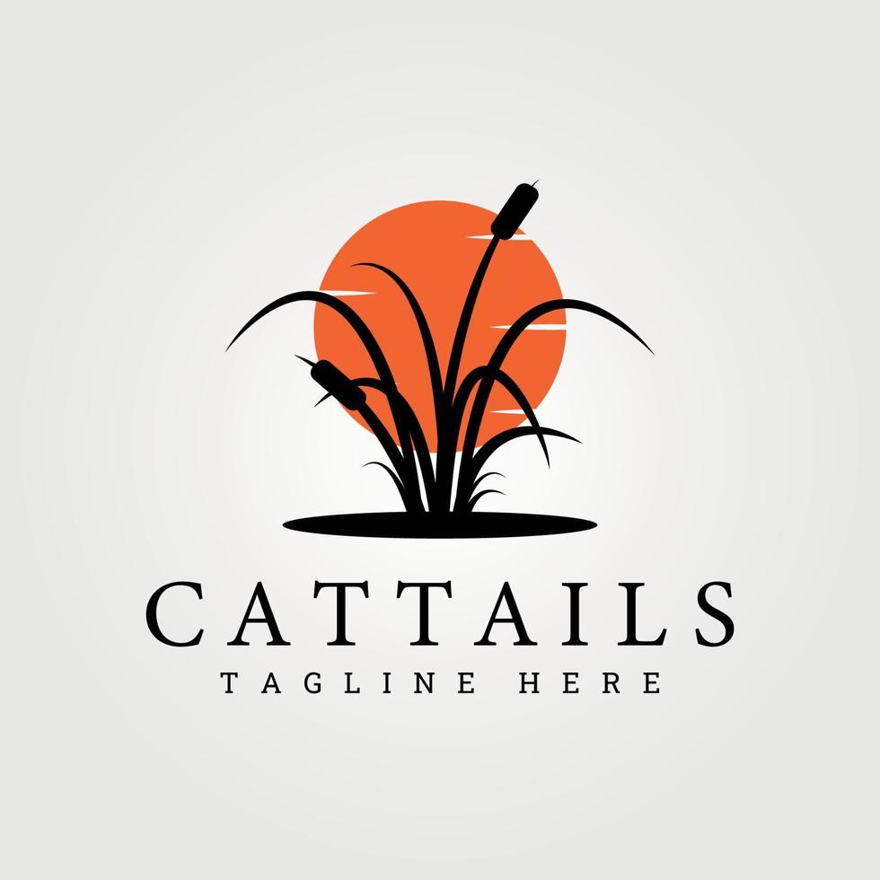 cattails or reed logo icon vintage vector illustration design