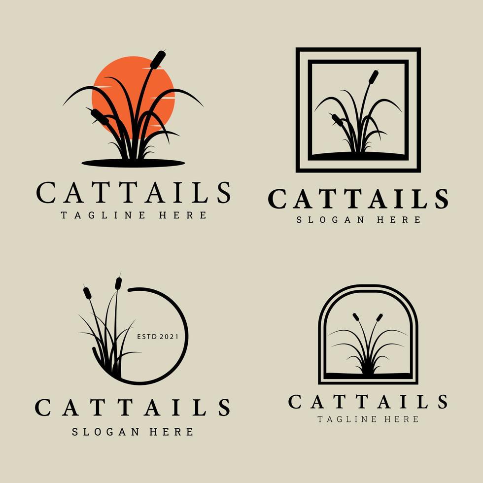 cattails logo set, bundle, collection vector illustration design, cattail icon