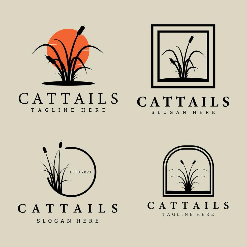 cattails logo set, bundle, collection vector illustration design, cattail icon