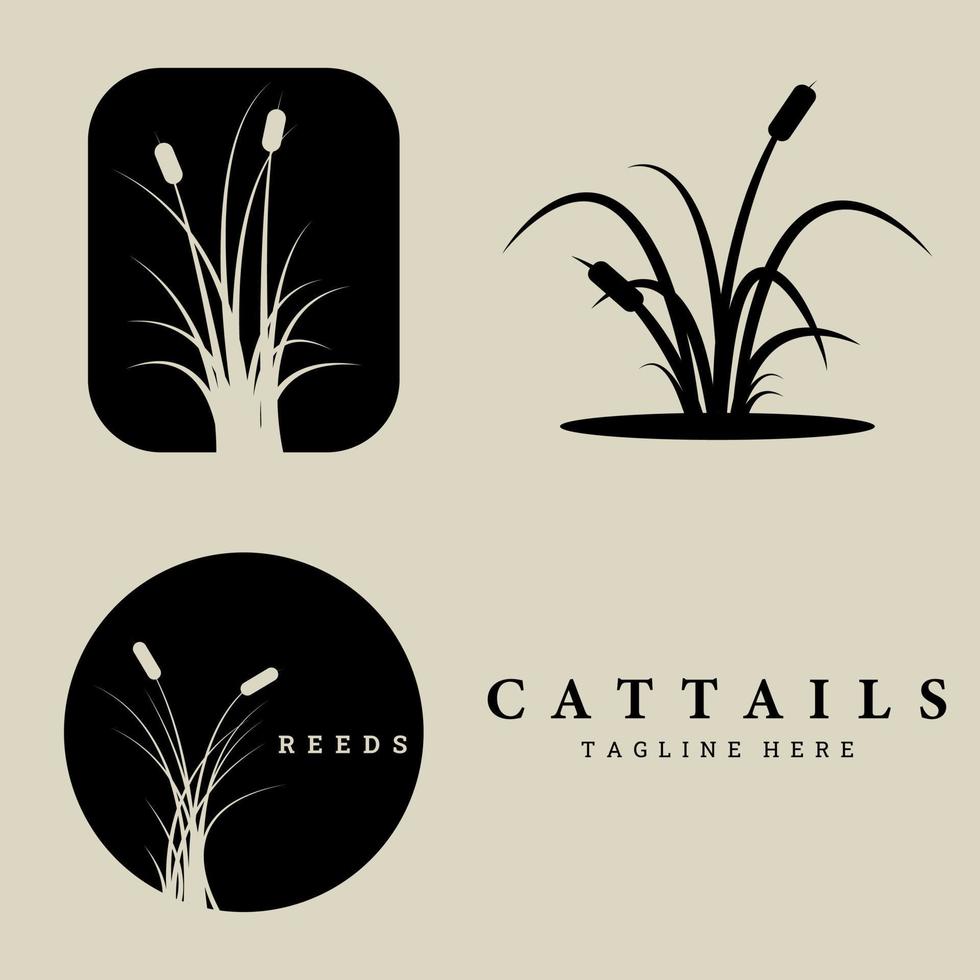 cattails collection, set, bundle logo icon vector illustration design graphic, minimalist concept