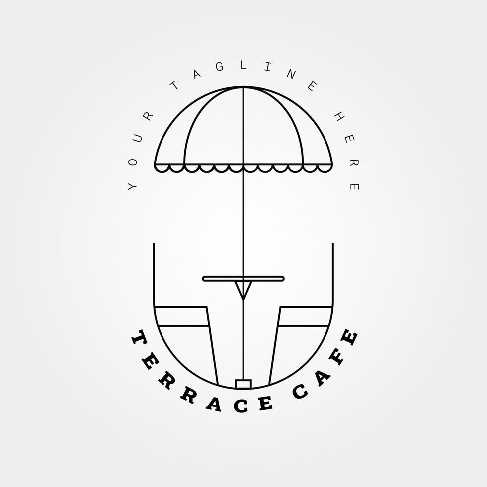 terrace cafe line art logo vector illustration design