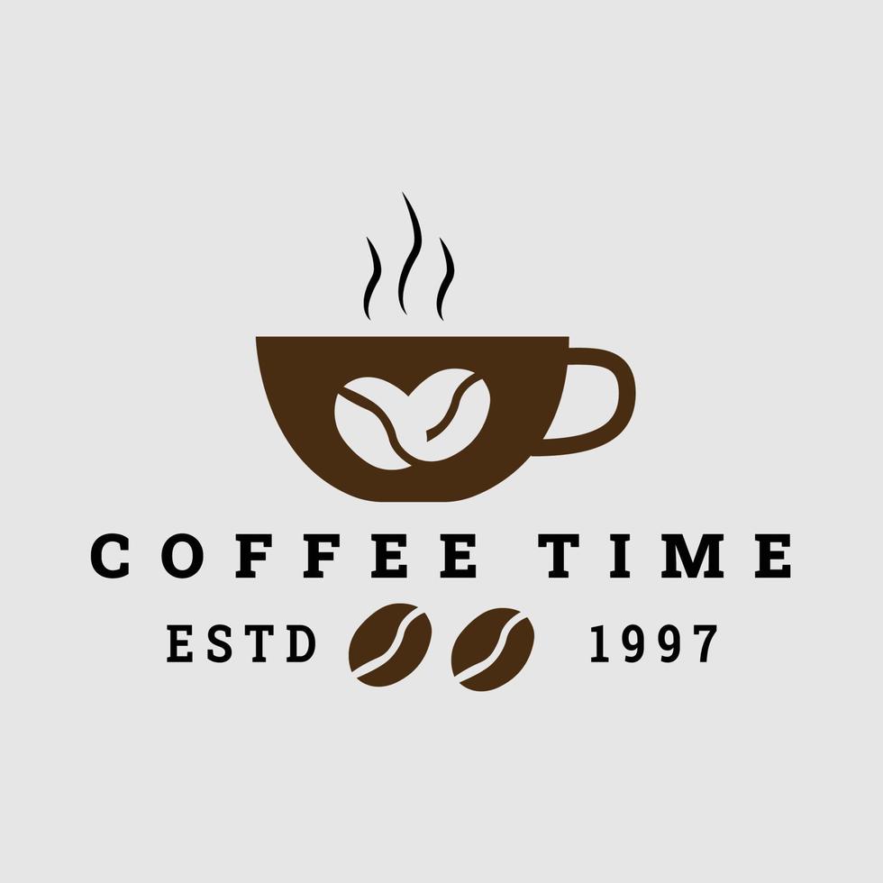 diseño de ilustración de vector de logotipo de tiempo de café