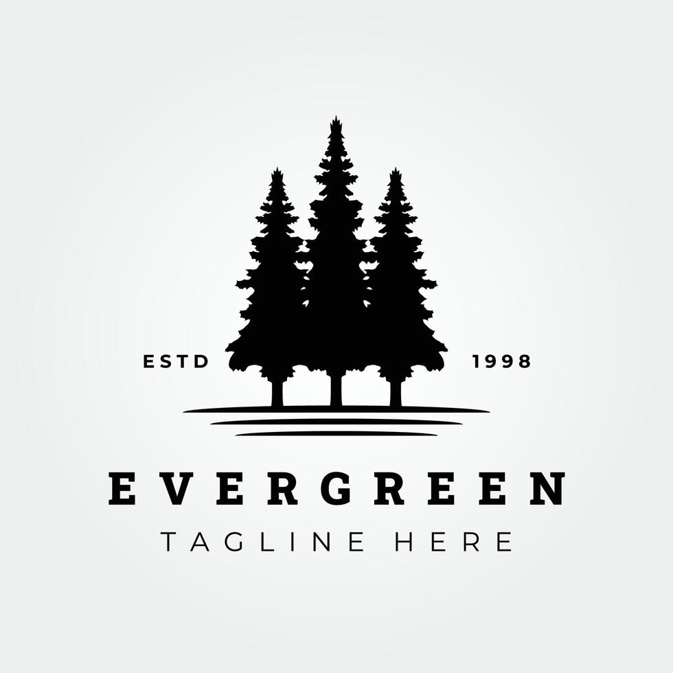 silhouette, pine, evergreen, rustic, fir, cedar, cypress, pinus logo vector illustration design, icon, template