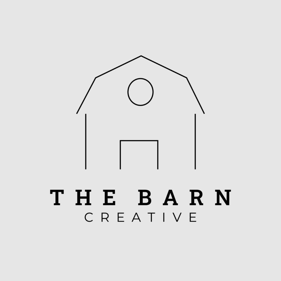 the simple barn line art logo vector illustration design