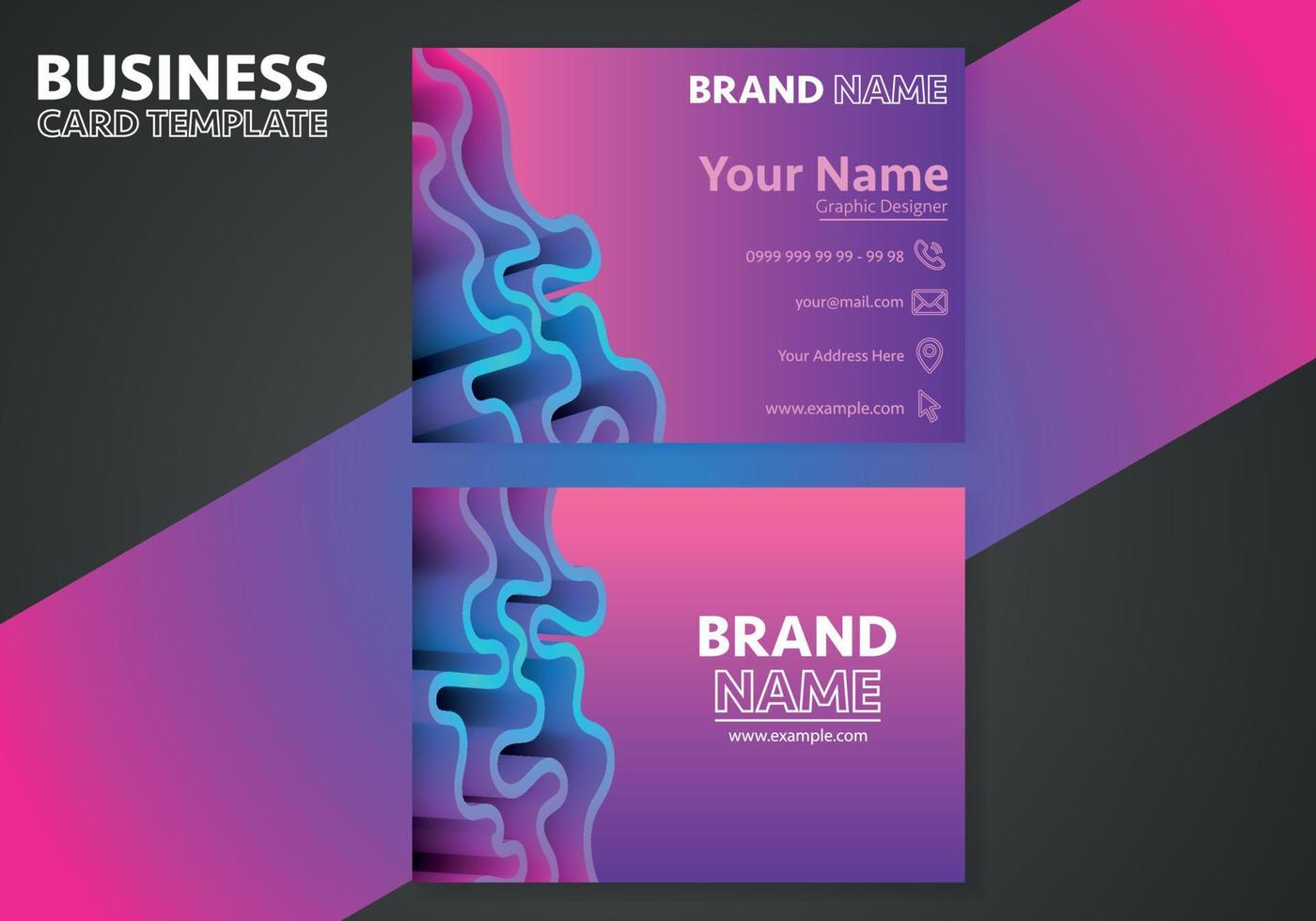 Creative modern name card and business card with horizontal standard size vector illustration template.