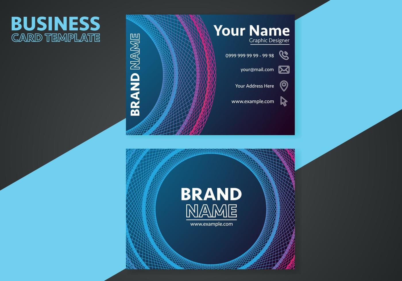 Creative modern name card and business card with horizontal standard size vector illustration template.