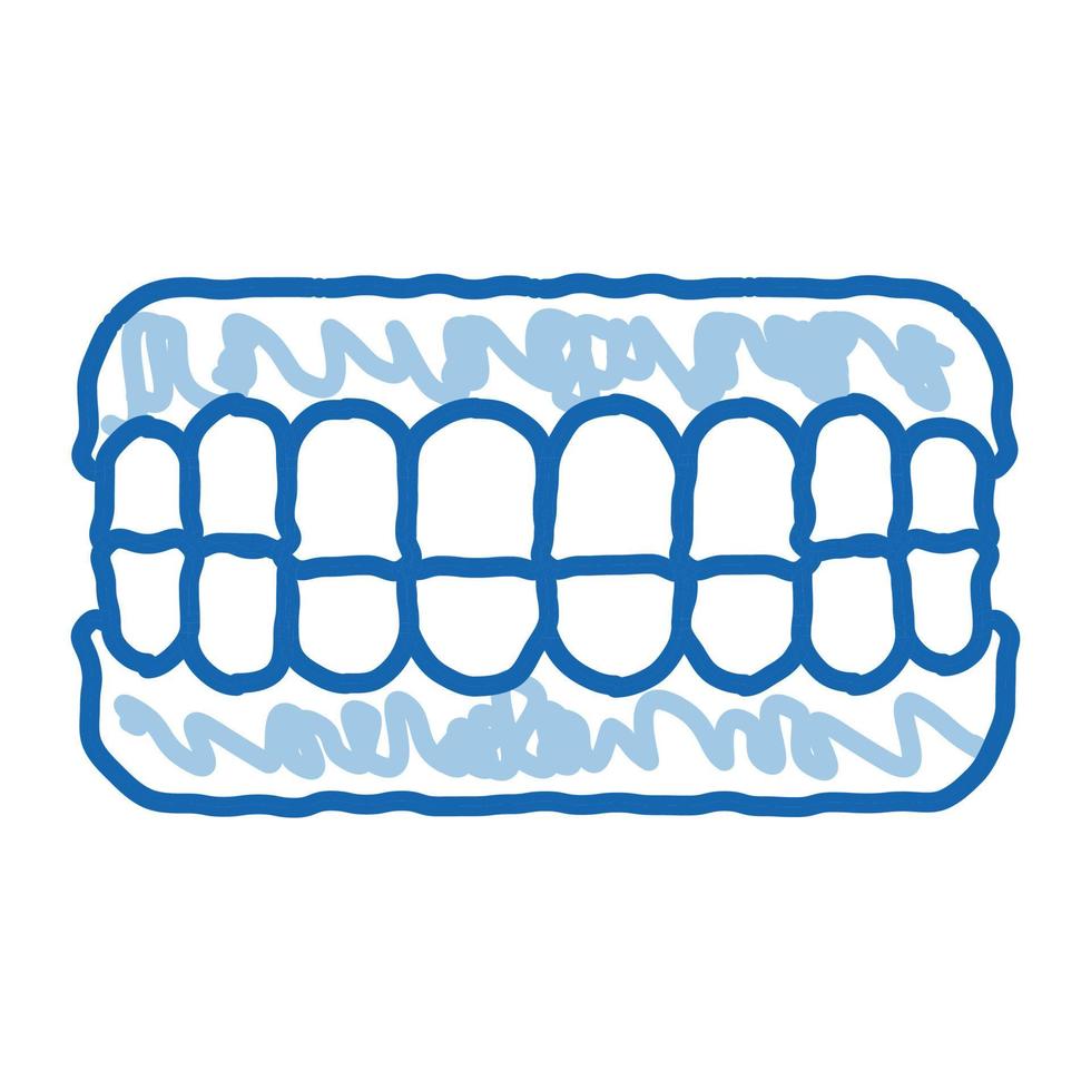 conjunto de dientes postizos estomatología doodle icono dibujado a mano ilustración vector