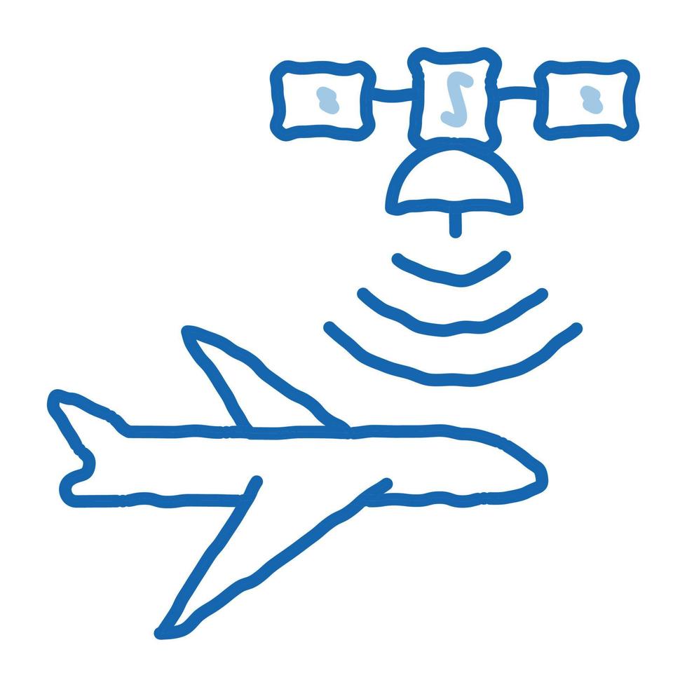 air plane satellite navigation doodle icon hand drawn illustration vector