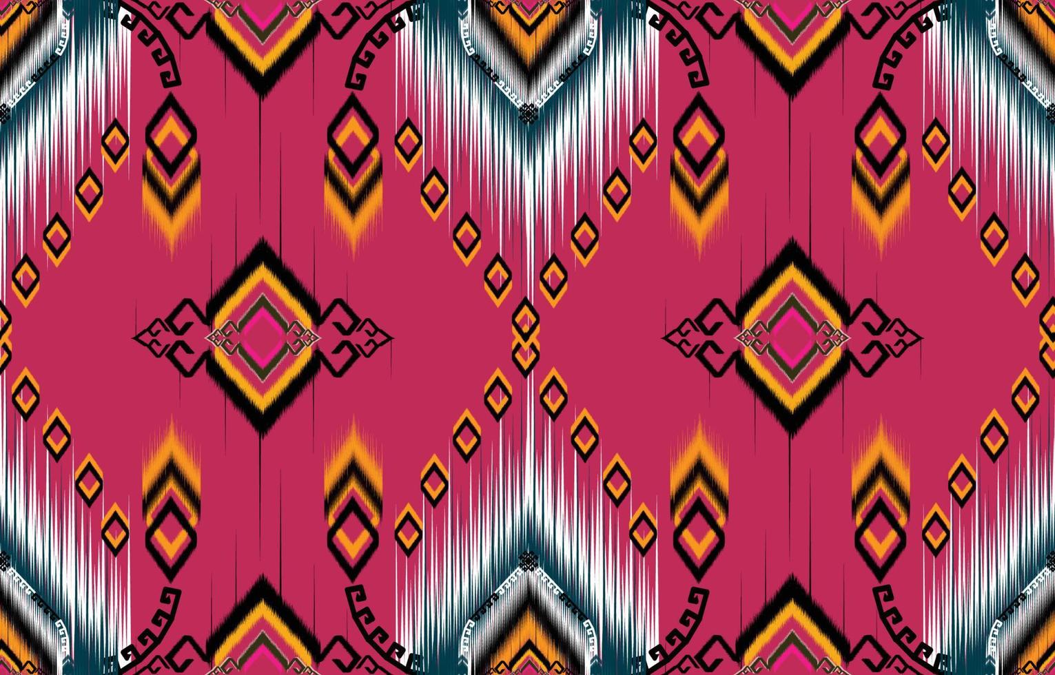 patrón de ikat. patrón étnico geométrico africano, americano, occidental, pakistán, asia, textil con motivos aztecas y bohemio. diseño para fondo, papel pintado, estampado de alfombras, tela, batik, azulejo. vector de Paisley ikat.