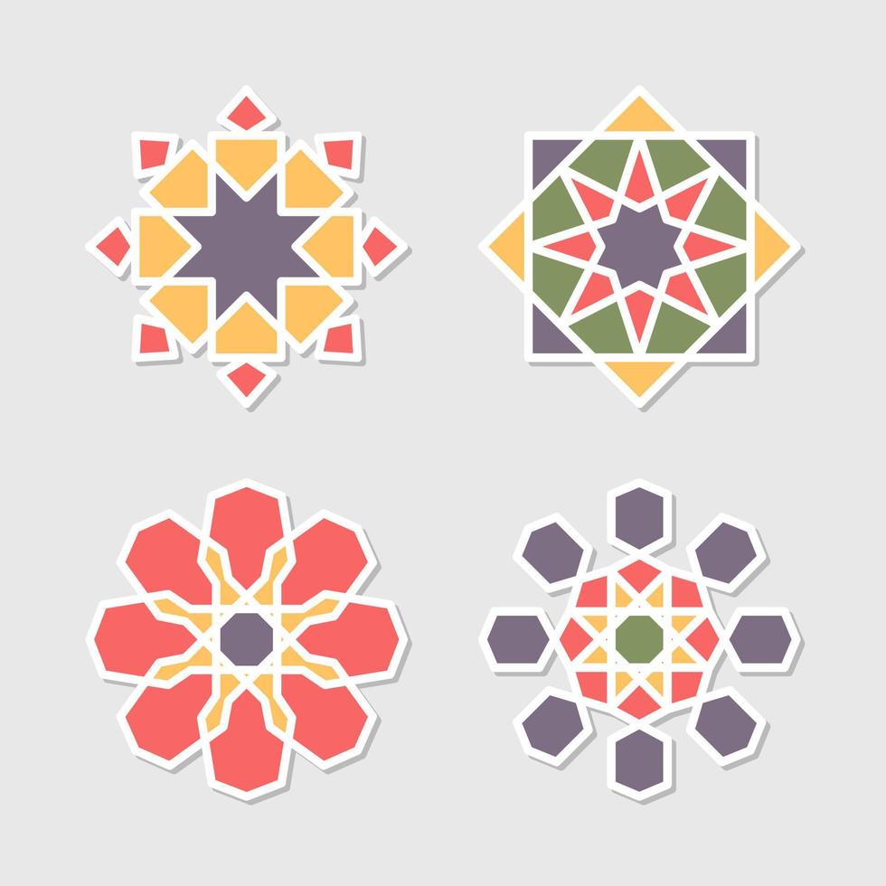 Set of colorful islamic geometric pattern collection vector
