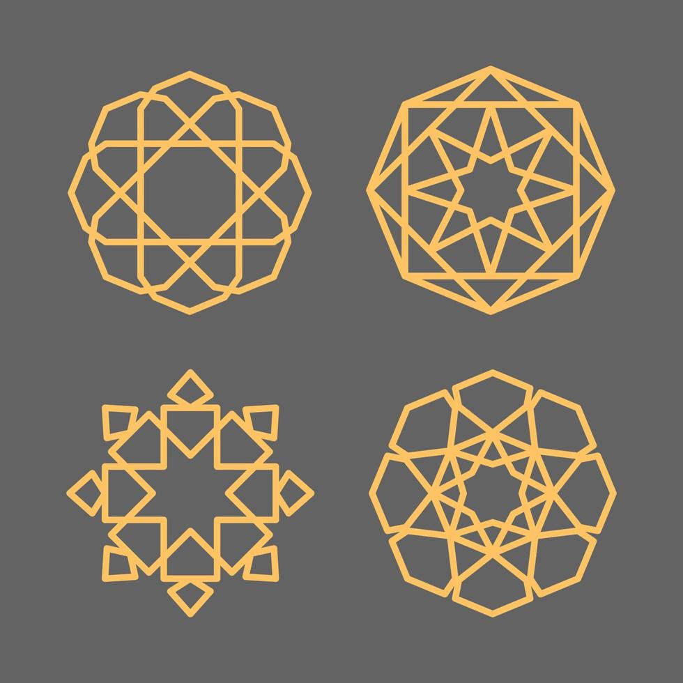 Set of islamic geometric outline pattern collection vector