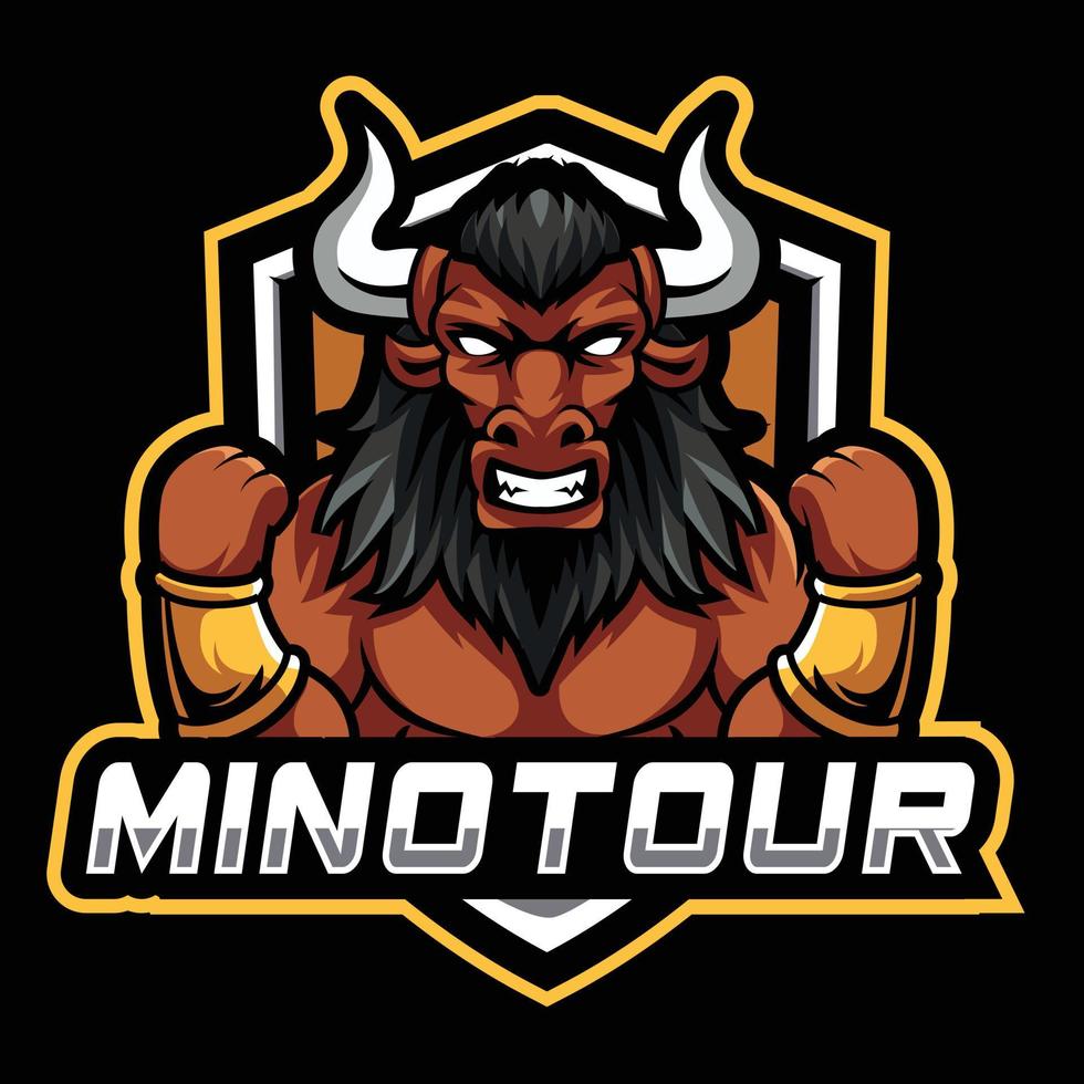 Minotaur mascot logo design. Angry minotaur vector illustration.