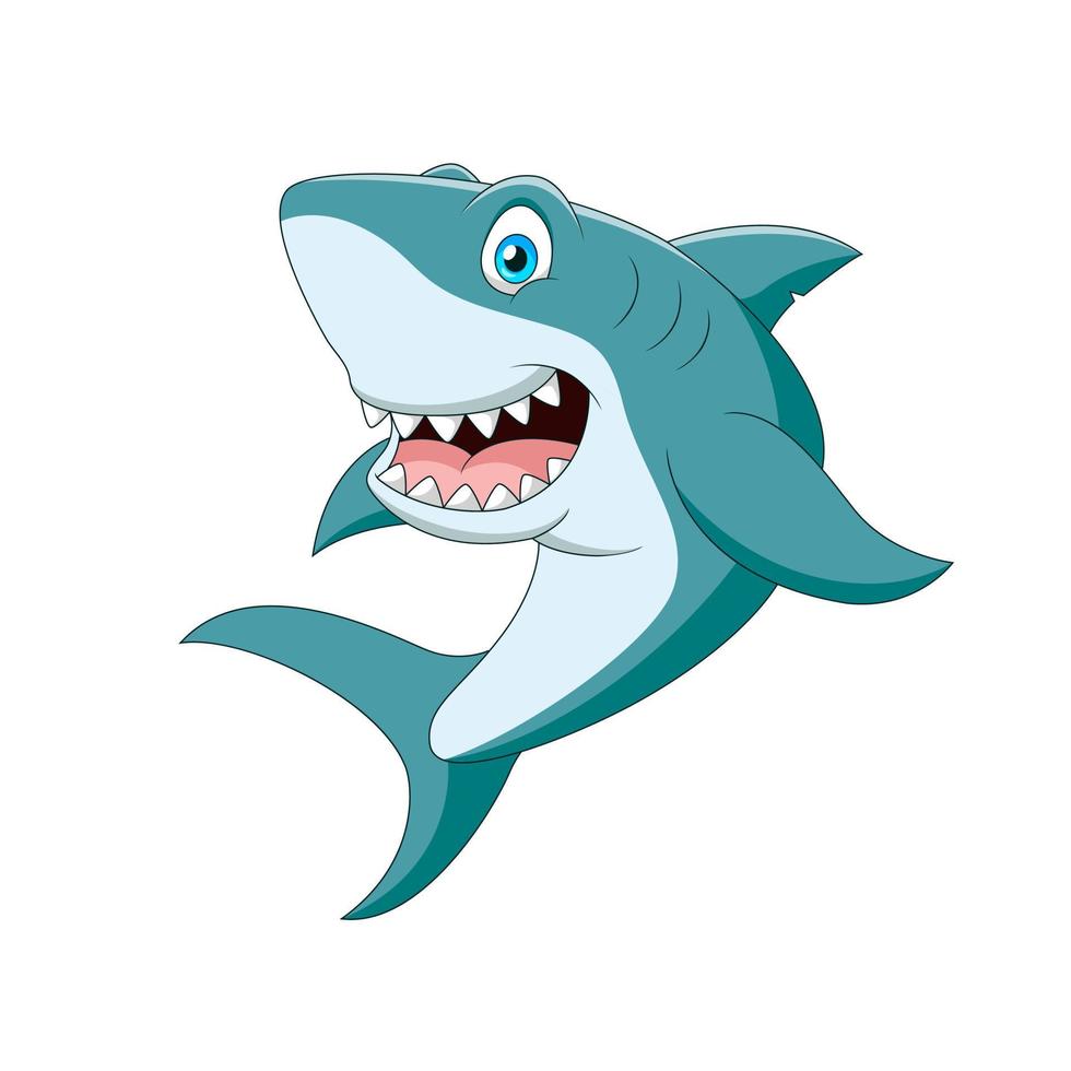 Ilustración de vector de dibujos animados lindo tiburón