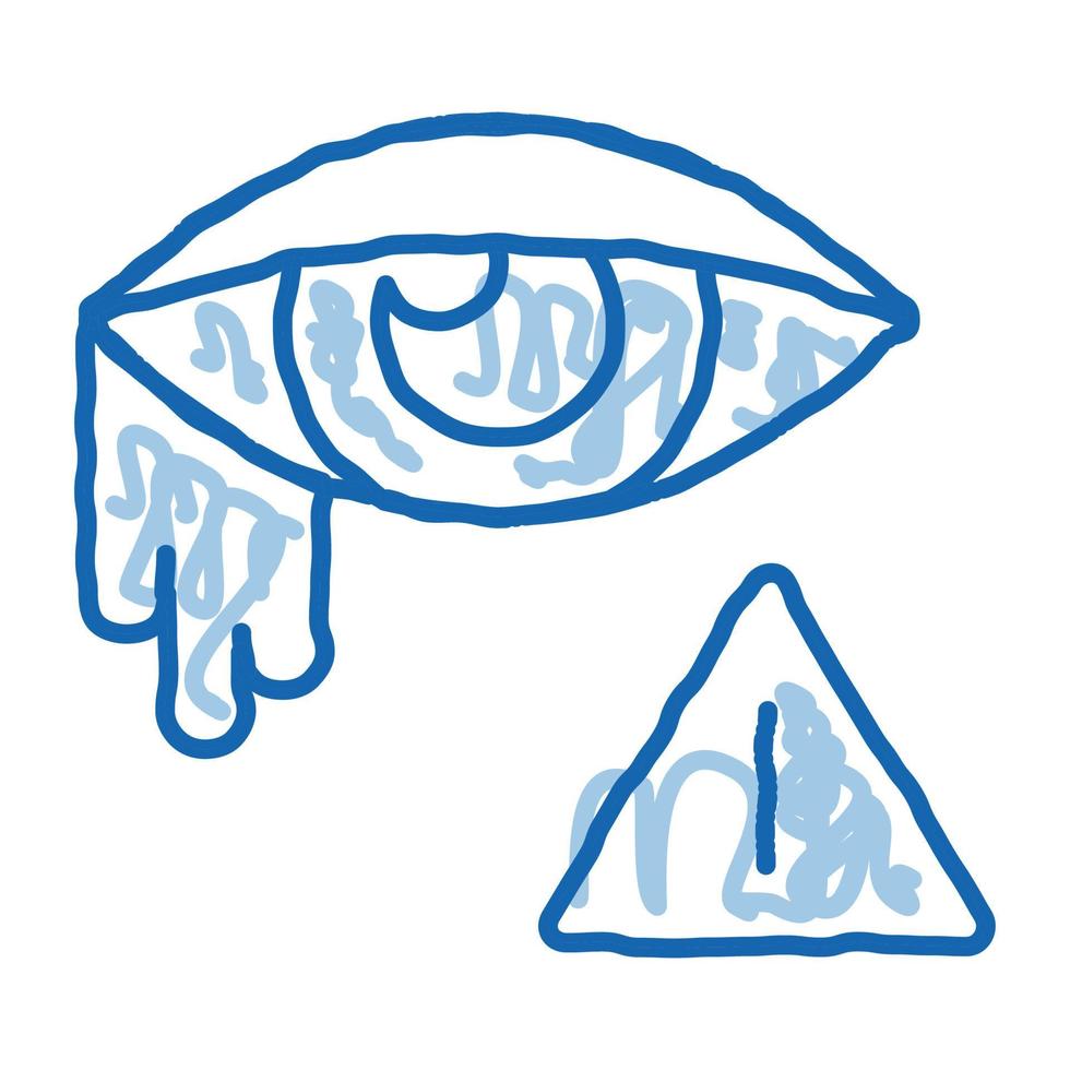 crying eye exclamation sign doodle icon hand drawn illustration vector
