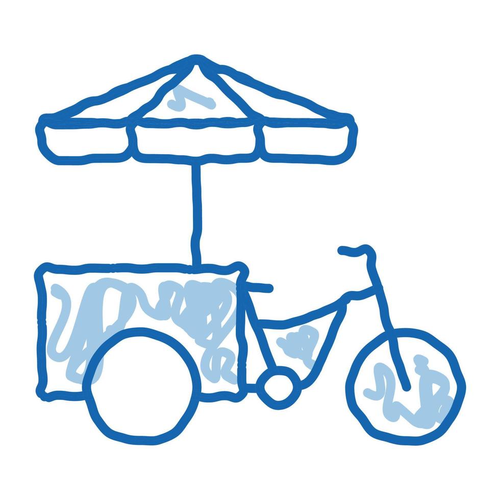fast food bicycle doodle icon hand drawn illustration vector