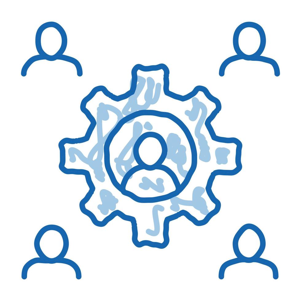 working outsource emplayees doodle icon hand drawn illustration vector