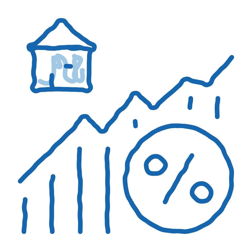 ilustración de dibujado a mano de icono de doodle de infografía de crecimiento inmobiliario vector