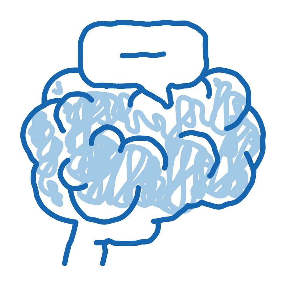 dementia brain doodle icon hand drawn illustration vector
